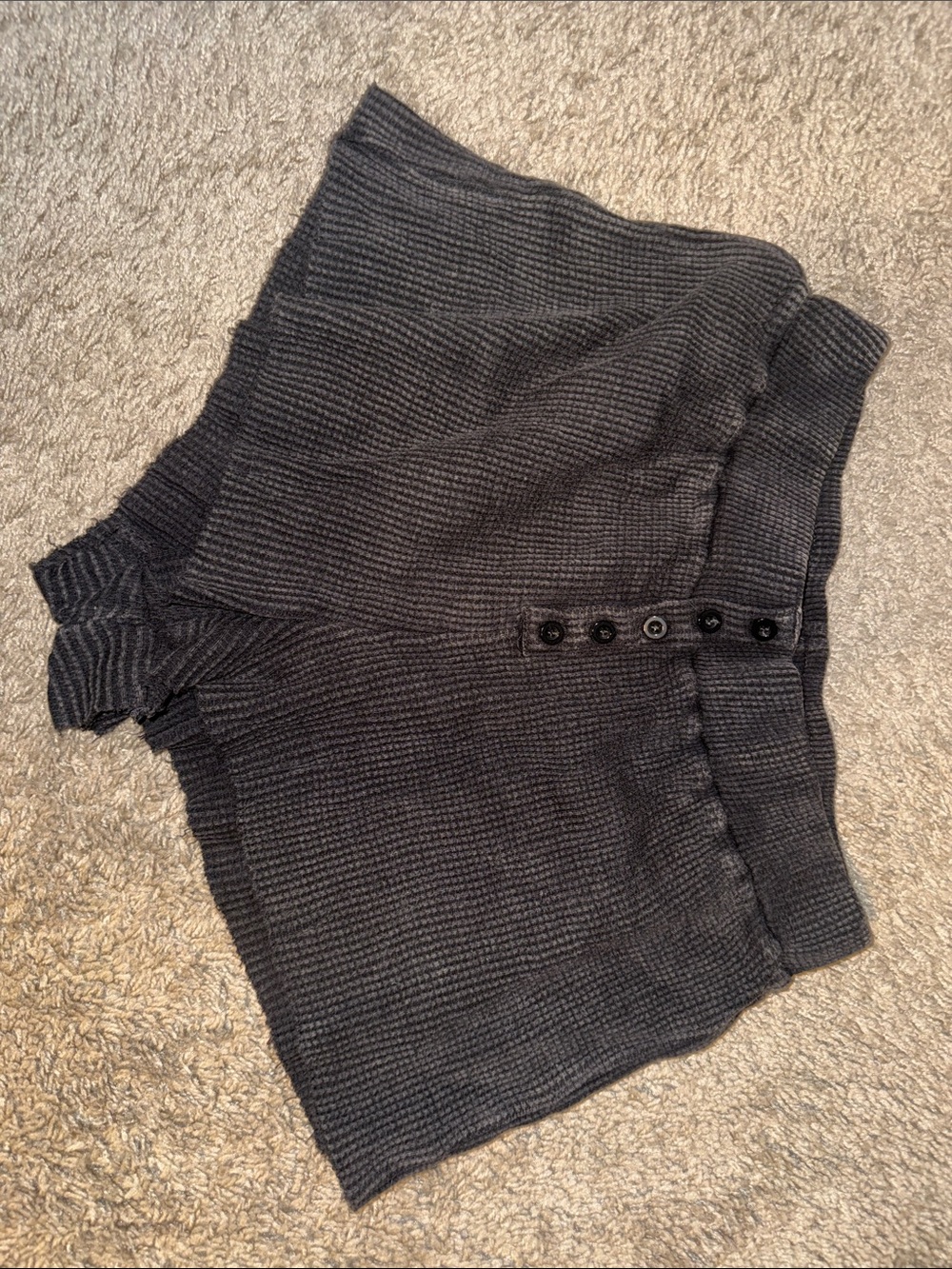 Forever 21 Black Waffle-Knit Button-Front Women's Shorts